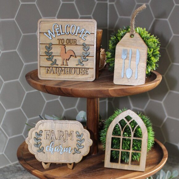 Handmade Life Is Better At The Farm Tiered Tray Decor - 8 Pieces - Picture 4 of 11